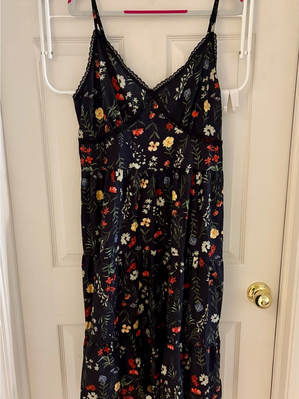 ROMWE Black Floral Midi Cocktail Dress